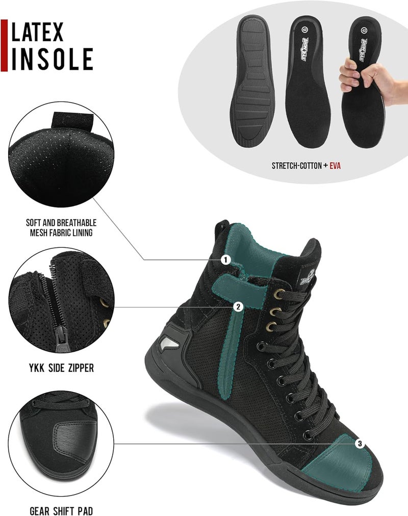 BORLENI أحذية دراجة نارية أحذية ركوب الشارع مضادة للانزلاق في الهواء الطلق للمشي والعمل للرجال باللون الأسود - Image 3